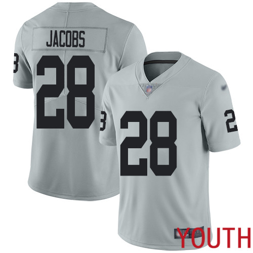 Oakland Raiders Limited Silver Youth Josh Jacobs Jersey NFL Football #28 Inverted Legend Jersey->youth nfl jersey->Youth Jersey